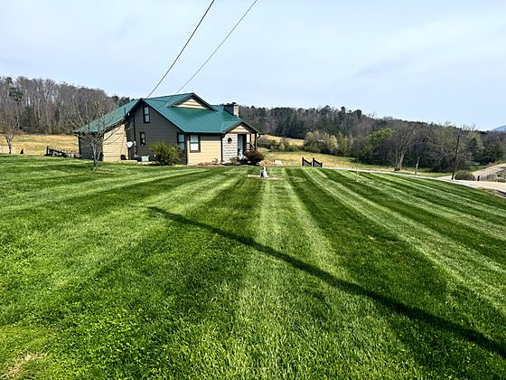 Wide-open country lawn, freshly cut
