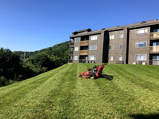 Steep slope work at a commercial property